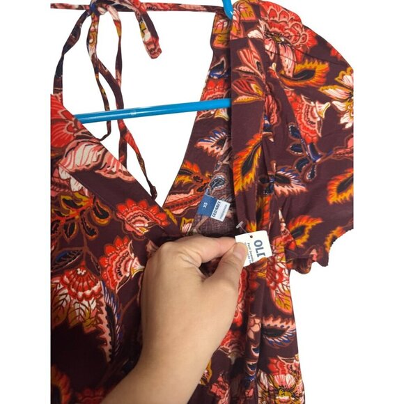 Old Navy Womens Floral V-Neck Short Dress With Tie Closure - Picture 2 of 4